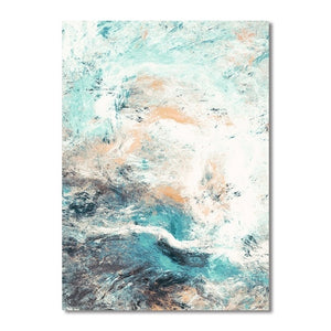 Modern, Abstract Canvas Paintings - Teal, Taupe