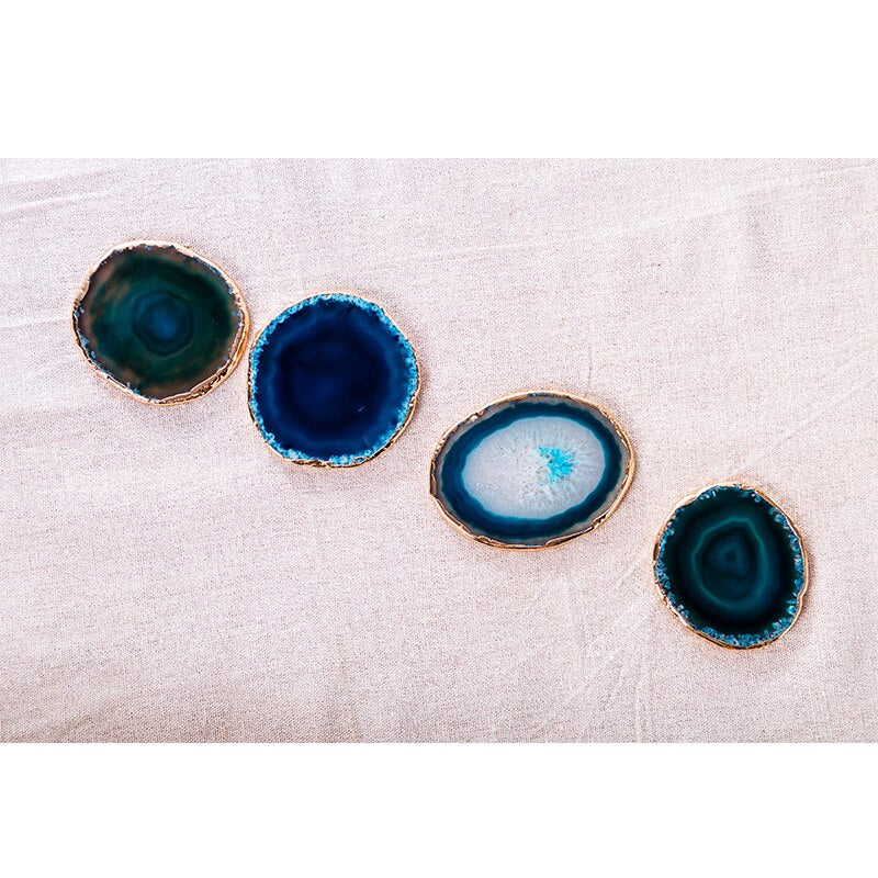 Blue agate slice decorative tray Coasters