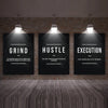 Grind, Hustle, Execution Motivational Wall Art Canvas