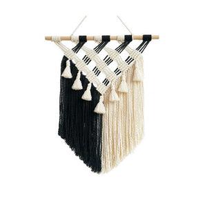 Hand-woven Fringed Macrame Wall Tapestry