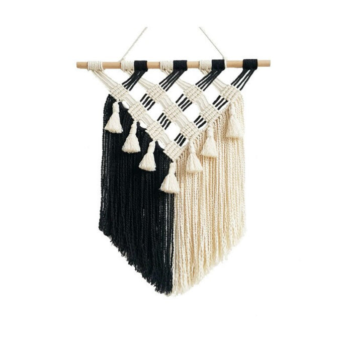 Hand-woven Fringed Macrame Wall Tapestry