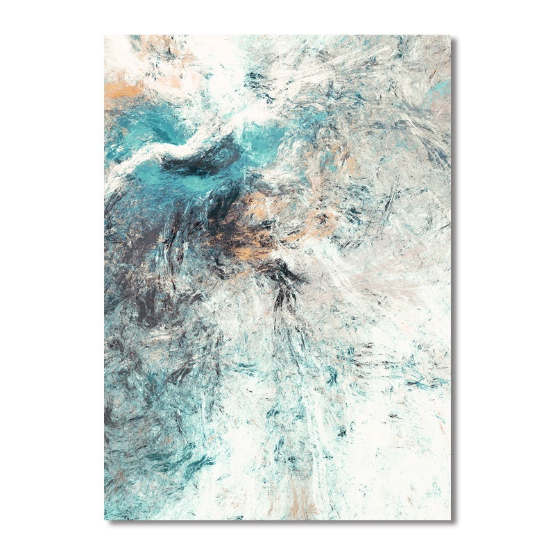 Modern, Abstract Canvas Paintings - Teal, Taupe