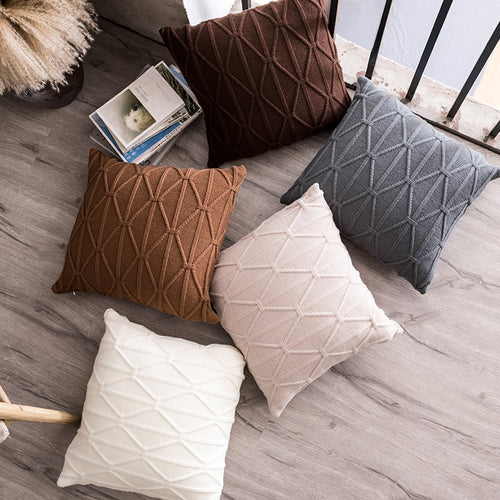 Soft, Knit Nordic Style Decorative Throw Pillowcases