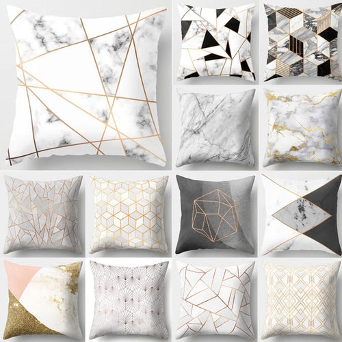 Neutral Colored, Marble Geometric Decorative Pillow Cover, Throw Pillow Cover