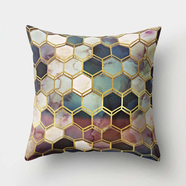 Neutral Colored, Marble Geometric Decorative Pillow Cover, Throw Pillow Cover