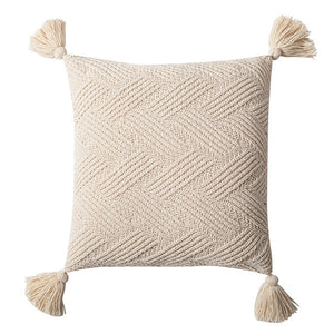 Twill Knit Cuhion Cover 45x45cm Solid Pillow Cove Ivory Beige Green Grey Tassels Home decoration Pillow Case Square For sofa Bed