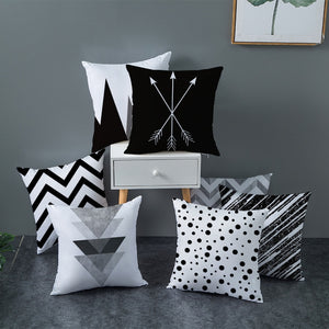 Modern, clean, fun, black and white geometric Throw Pillow Covers