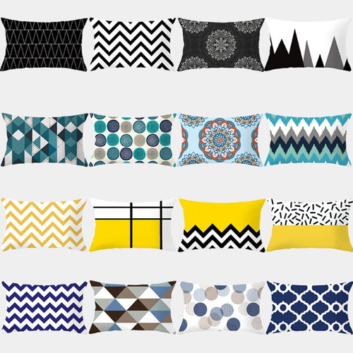 Decorative Pillowcase in Black, Yellow and Teal - Geometric, modern design